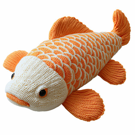 Knitted toy fish isolated on white background. Clipping path included.の写真素材
