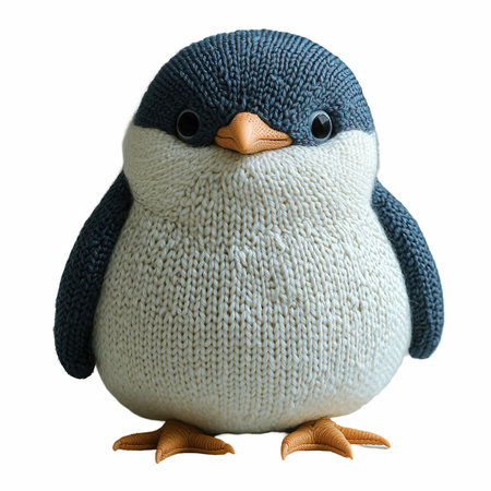 Cute penguin toy isolated on white background with clipping path.の写真素材