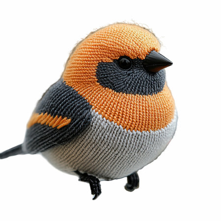 Colorful little bullfinch isolated on white background with clipping pathの写真素材