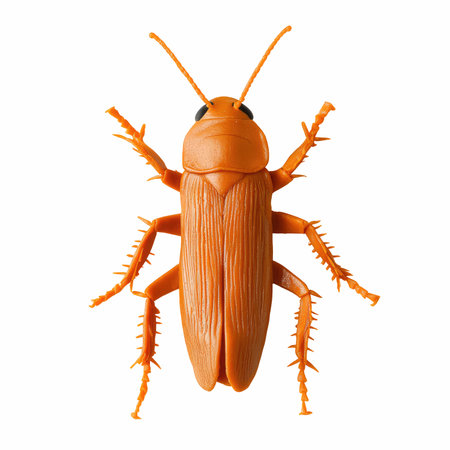 3D digital render of a orange cockroach isolated on white background