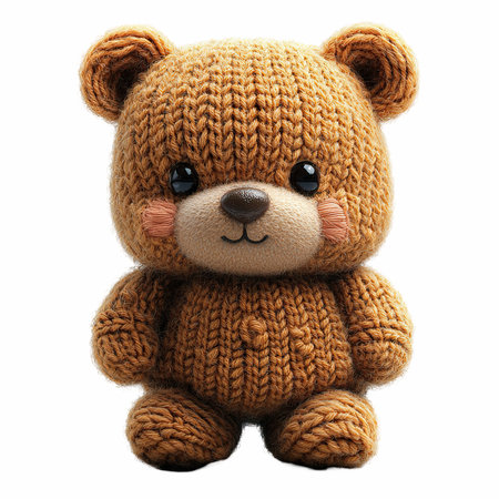 Teddy bear isolated on white background with clipping path. Cute plush toy.