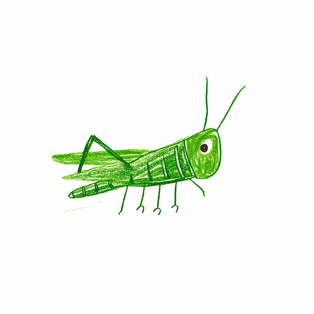 Green grasshopper isolated on white background. Hand drawn vector illustration.の写真素材