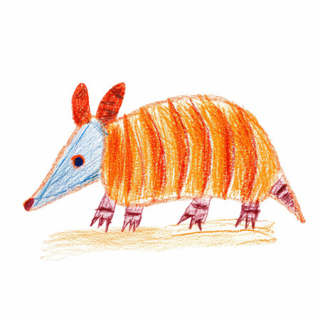 Cute hand drawn doodle of an armadillo. Vector illustration.の写真素材