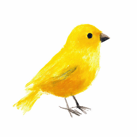Watercolor yellow bird isolated on white background. Hand drawn illustration.の写真素材