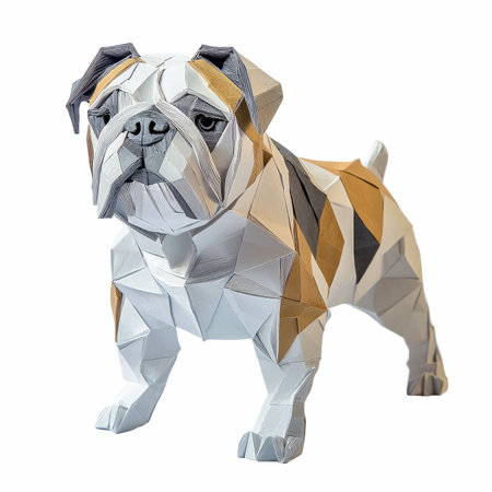 Polygonal dog isolated on white background. 3d rendering.の写真素材
