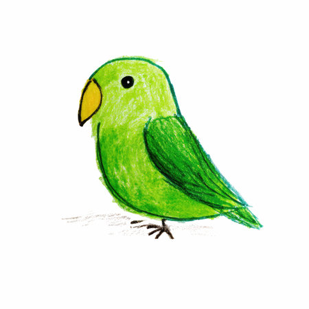 Green parrot isolated on white background. Hand drawn watercolor illustrationの写真素材