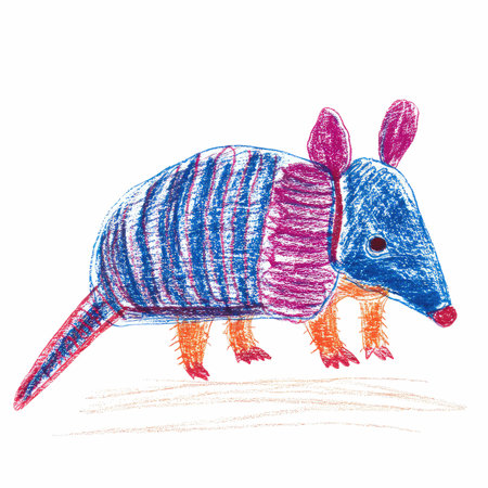 Illustration of a hand drawn doodle of an armadilloの写真素材
