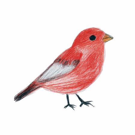 Red bullfinch isolated on white background. Hand drawn vector illustration.の写真素材