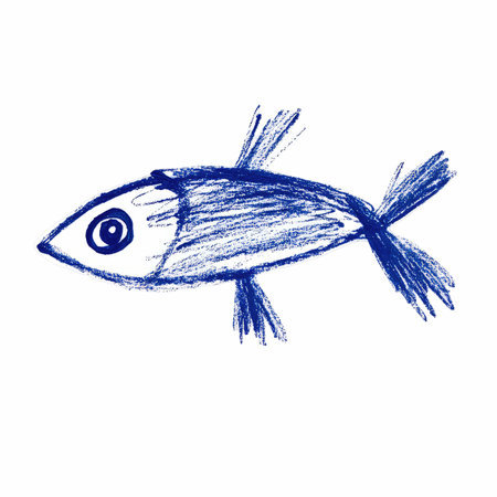 Hand drawn fish on a white background. Vector illustration of a fish.の写真素材