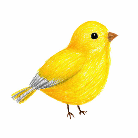 Yellow bird isolated on white background. Hand drawn watercolor illustration.の写真素材