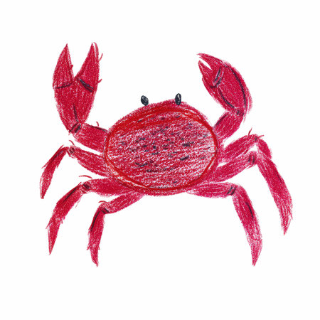 Hand drawn red crab isolated on white background. Watercolor illustration.の写真素材