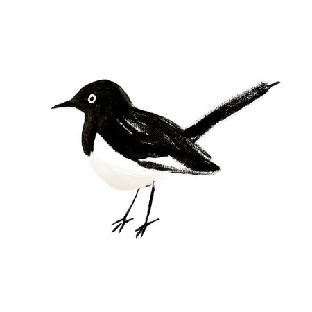Hand drawn watercolor illustration of a magpie bird. Isolated on white background.