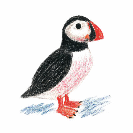Puffin isolated on a white background. Watercolor illustration.の写真素材