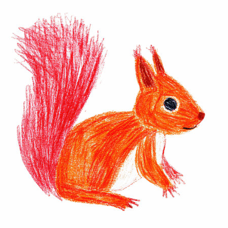 Red squirrel isolated on white background. Hand drawn watercolor illustration.の写真素材