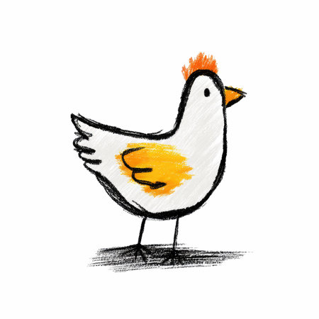 Hand-drawn chicken on a white background. Sketch. Vector illustration.の写真素材