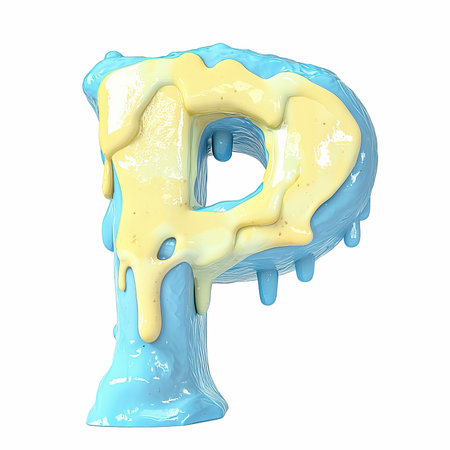 Melted ice cream font Letter P uppercase. 3D Renderingの写真素材
