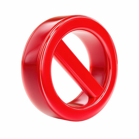 Red forbidden sign isolated on white background. 3d render. Icon.の写真素材
