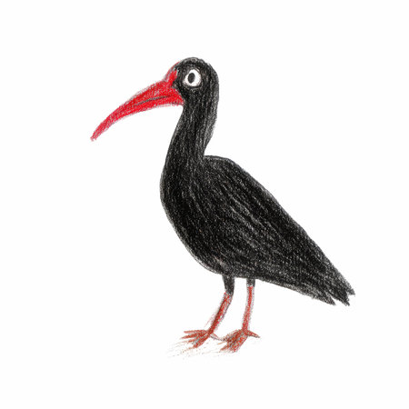 Illustration of a black ibis isolated on a white background.の写真素材