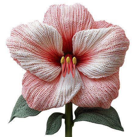 Flower in knitting style isolated on white background with clipping path.の写真素材