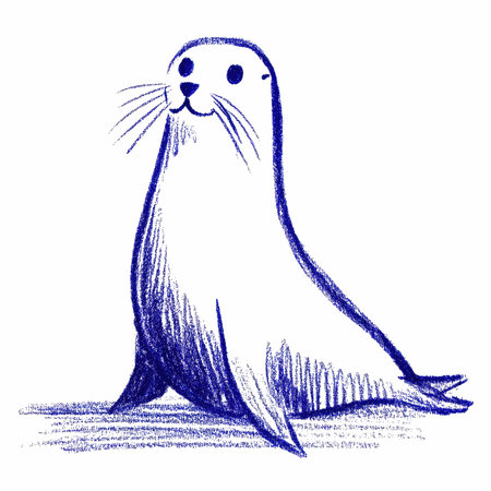 Seal. Hand drawn illustration on a white background. Vector.の写真素材