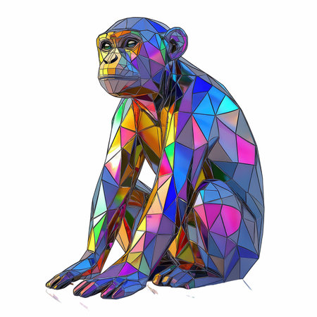 Monkey in low poly style. Polygonal vector illustration.の写真素材