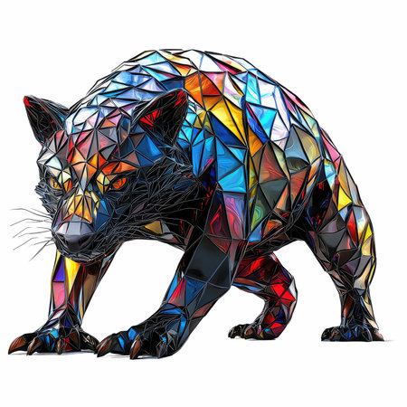 Abstract polygonal cat. Isolated on white background. Vector illustration.の写真素材