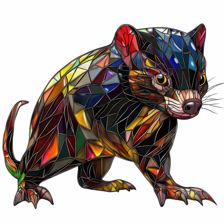 Illustration in stained glass style with a tasmanian devilの写真素材