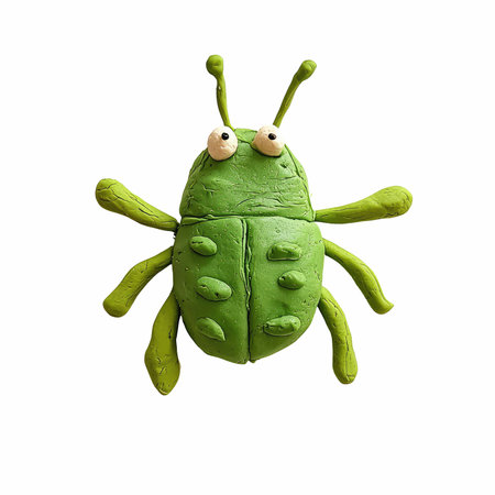Green bug isolated on white background with clipping path. 3d illustrationの写真素材