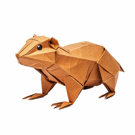 Origami bear isolated on white background with clipping path.の写真素材