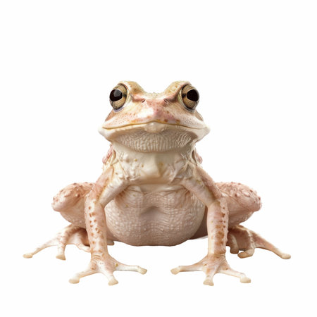White frog isolated on white background, clipping path included. Front view.の写真素材
