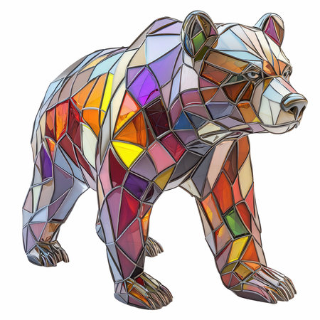Abstract polygonal bear isolated on white background. 3d renderingの写真素材