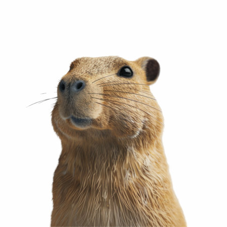 Close-up of a ferret looking at the camera, isolated on whiteの写真素材