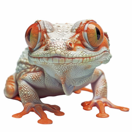 Leopard tree frog, Agama leopardi, isolated on white