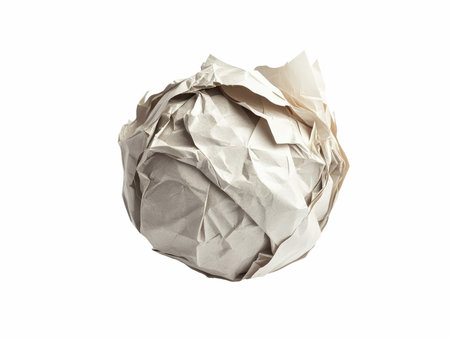 Crumpled paper ball isolated on white background with clipping path.の写真素材