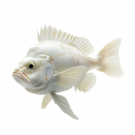 White fish isolated on white background with clipping path. Tropical fish.の写真素材