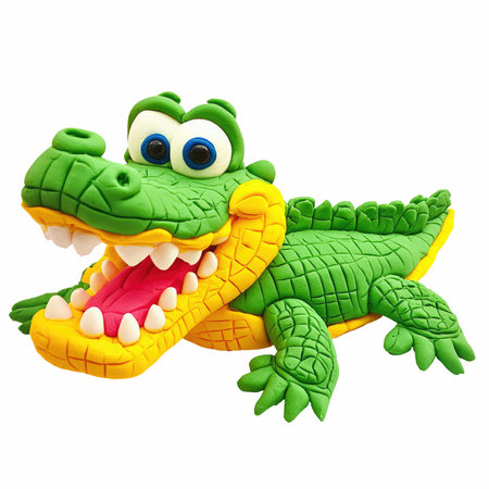 Cartoon crocodile isolated on white background. 3d rendering.の写真素材