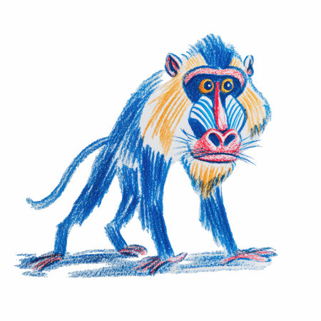 illustration of a monkey on a white background, drawing by hand
