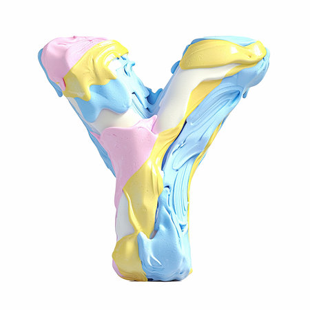Alphabet letter Y uppercase. Colored ice cream font. 3D Renderingの写真素材