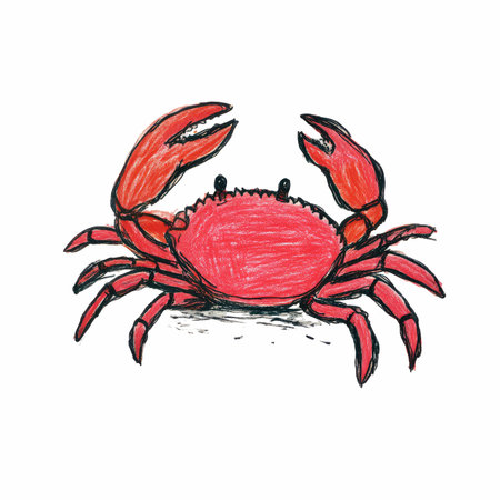 Hand drawn vector illustration of red crab. Isolated on white background.の写真素材
