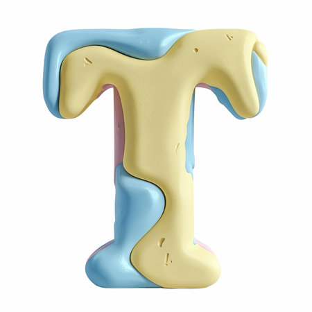Alphabet letter T uppercase. 3D render isolated on white backgroundの写真素材