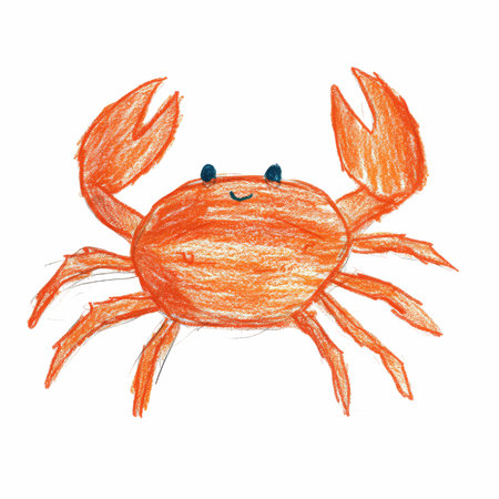 Cute cartoon crab isolated on white background. Watercolor illustration.の写真素材