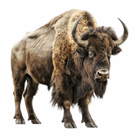 European bison isolated on white background. Side view. 3D illustration.の写真素材