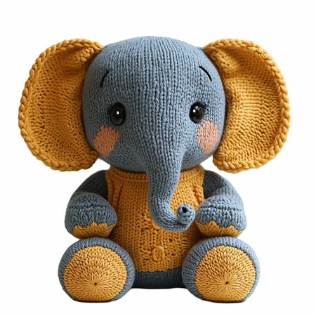 Cute baby elephant doll isolated on white background with clipping path.