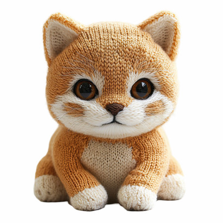 Cute cat in knitted sweater isolated on a white background.の写真素材