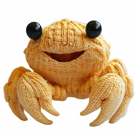 Frog made of wool isolated on white background.の写真素材