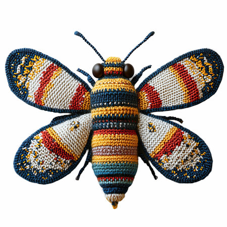 Knitted butterfly isolated on white background. Clipping path included.の写真素材
