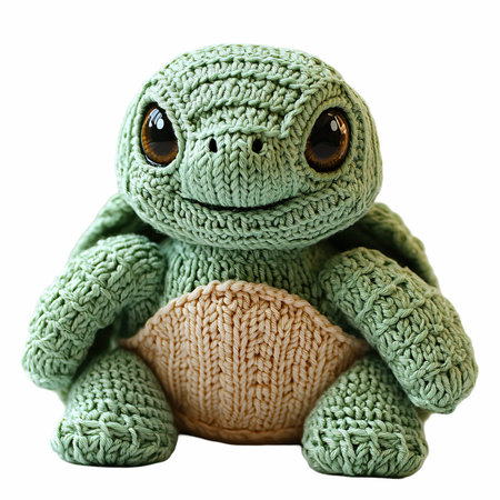 Turtle toy isolated on white background. Clipping path included.の写真素材