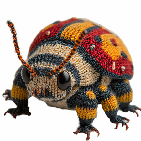 Knitted beetle isolated on white background. Clipping path included.の写真素材
