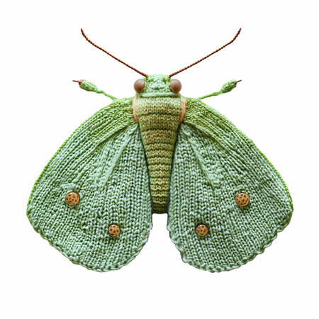 Handmade knitted butterfly isolated on white background. Clipping Pathの写真素材
