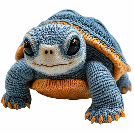 turtle made of wool isolated on white background. 3d illustrationの写真素材